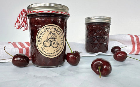 Low-Sugar Chocolate Cherry Jam Canning Recipe
