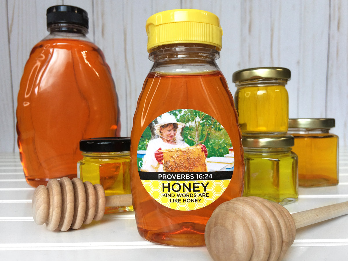 Custom Provide Your Own Photo Honey Bottle Labels | CanningCrafts.com