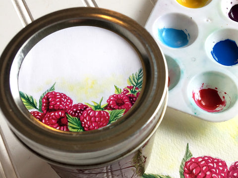Watercolor Raspberry Canning Labels for jam, jelly, and preserves | CanningCrafts.com