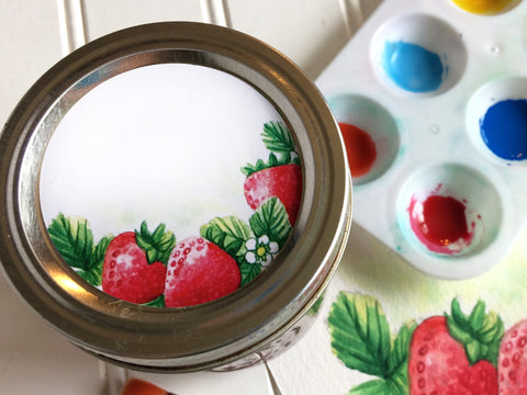 Watercolor Strawberry Canning Labels for jam, jelly, and preserves | CanningCrafts.com