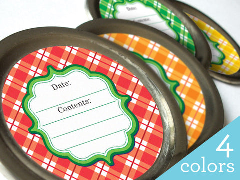 bright plaid canning labels | CanningCrafts.com