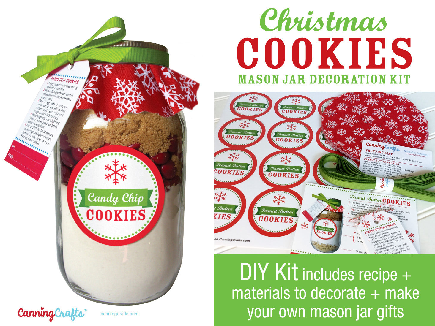 DIY Christmas Cookie Mason Jar Decoration Kit | CanningCrafts.com