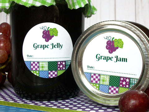 Country Quilt Grape Canning Labels | CanningCrafts.com
