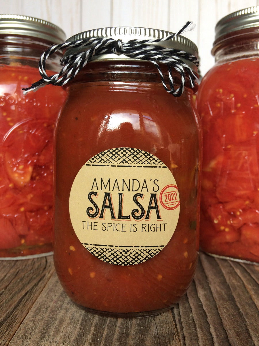 Custom Kraft Flavor Adventures salsa canning labels | CanningCrafts.com