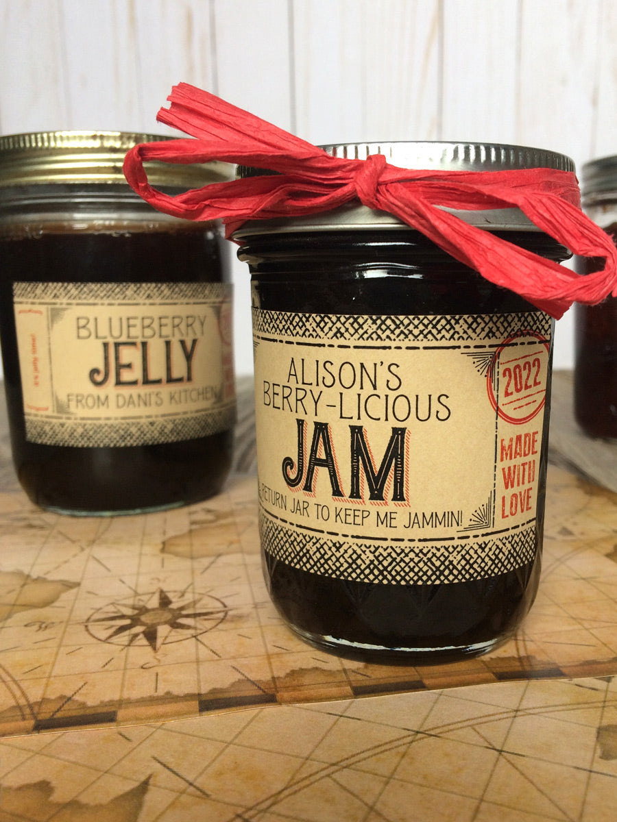 Custom Kraft Flavor Adventures rectangle jam & jelly canning jar labels | CanningCrafts.com