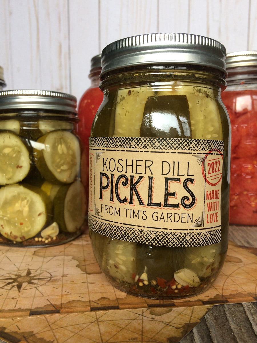 Custom Kraft Flavor Adventures rectangle pickle canning labels | CanningCrafts.com