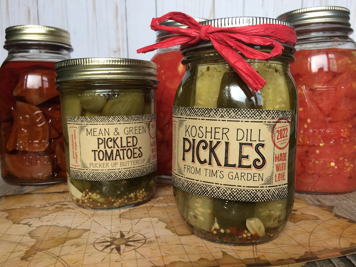 Custom Kraft Flavor Adventures rectangle pickle canning labels | CanningCrafts.com