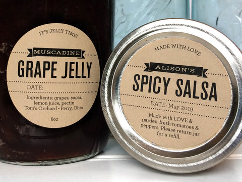 Custom Foodie's Delight Kraft Canning Labels for mason jars | CanningCrafts.com