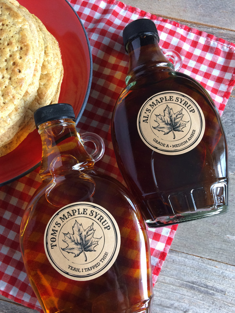 Custom Kraft Apothecary Maple Syrup Bottle Labels | CanningCrafts.com