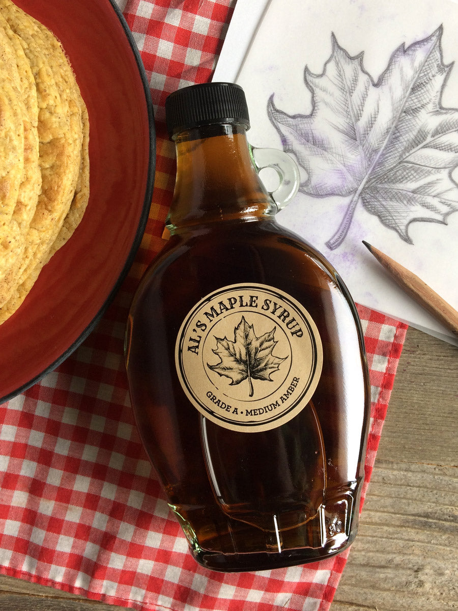 Custom Kraft Apothecary Maple Syrup Bottle Labels | CanningCrafts.com