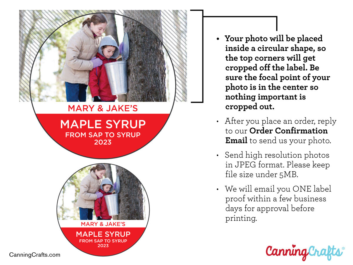 Custom Provide Your Own Photo Maple Syrup Labels | CanningCrafts.com