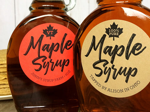 Custom Red & Kraft Robust Maple Syrup Labels | CanningCrafts.com