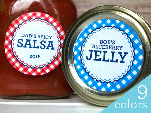 Custom Farmer's Market Gingham Canning Labels | CanningCrafts.com