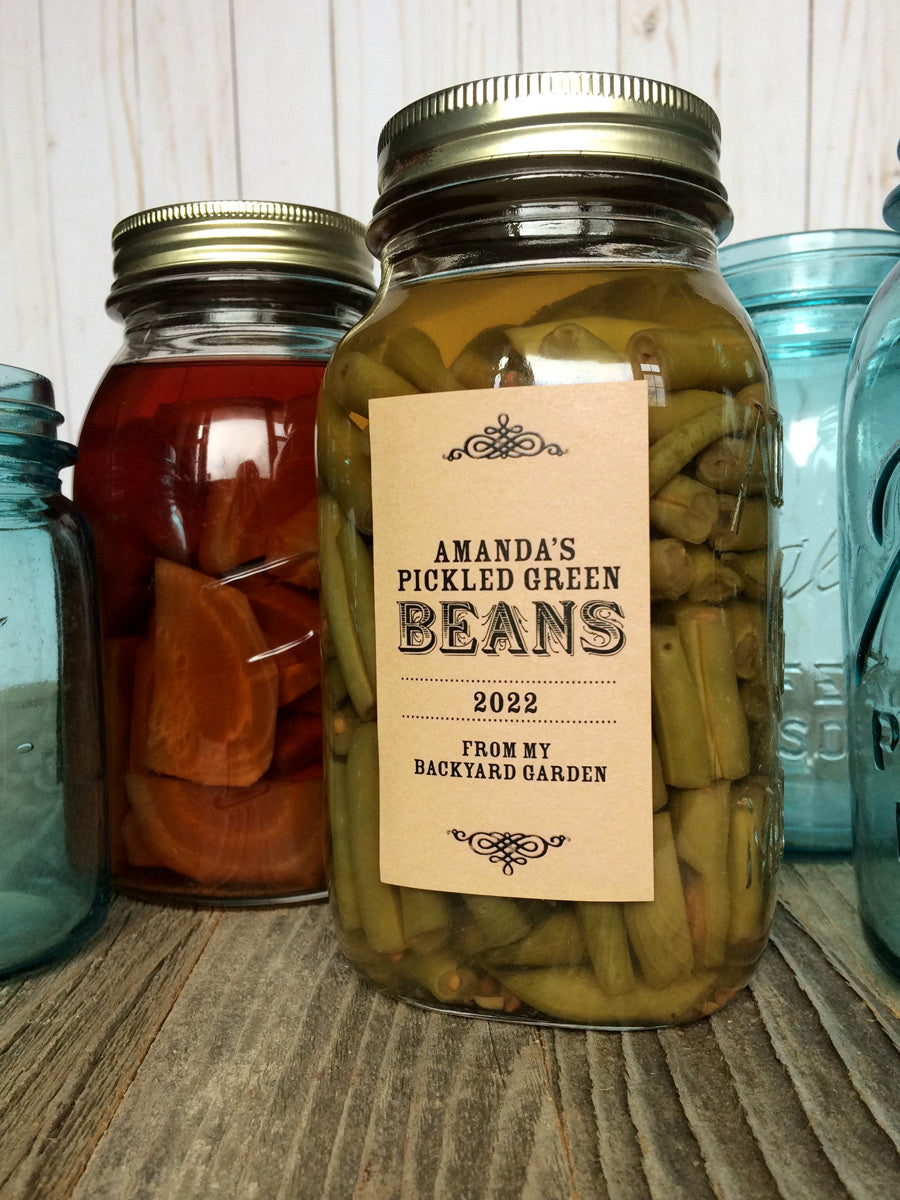 Custom Kraft Rectangle Green Beans Canning Labels | CanningCrafts.com