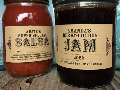 Custom Kraft Rectangle Canning Labels for jam & salsa | CanningCrafts.com