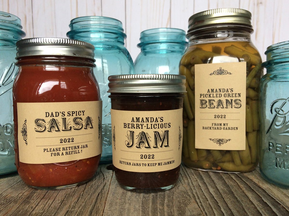 Custom Kraft Rectangle Canning Labels for mason jar foods | CanningCrafts.com