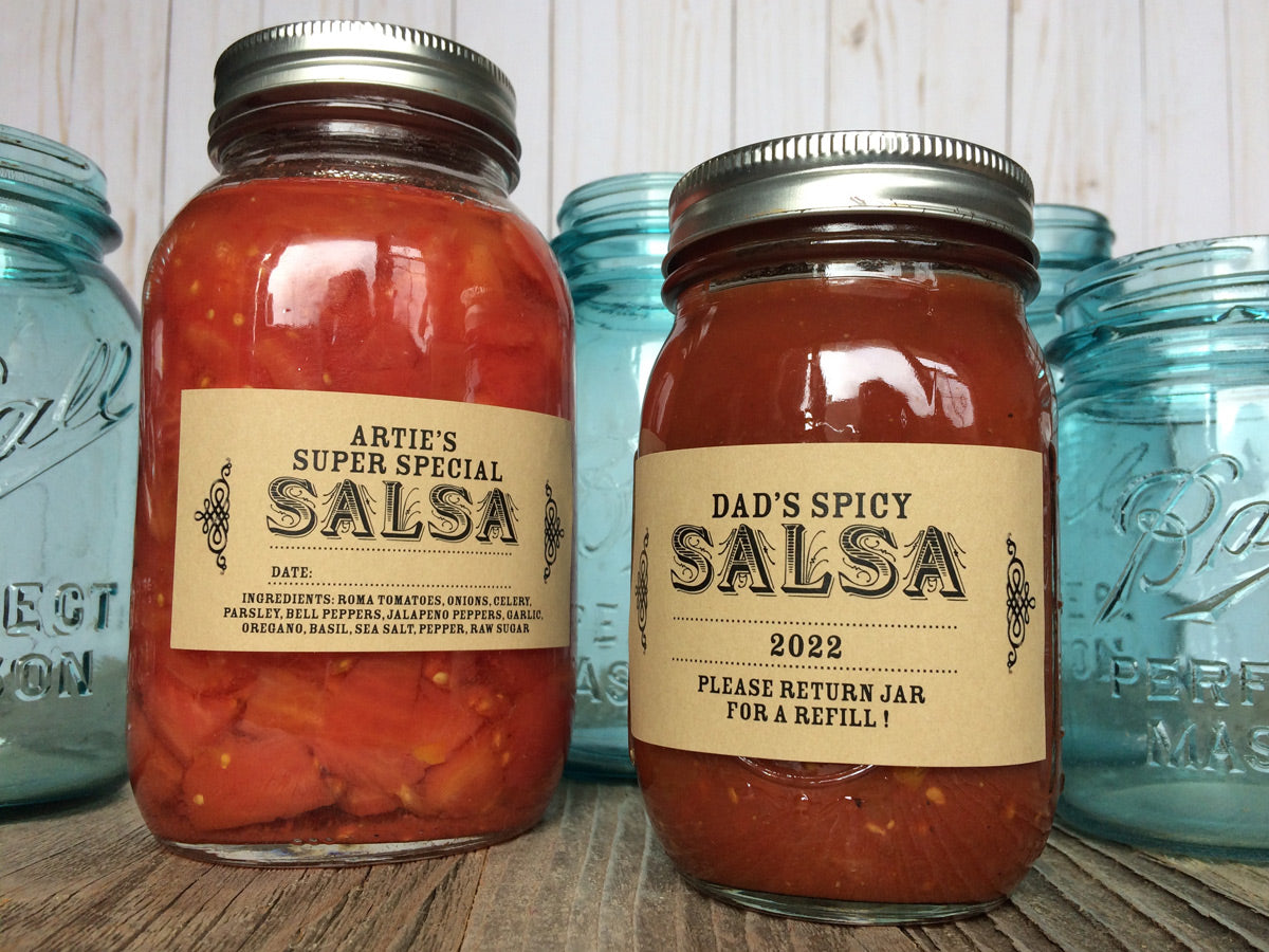 Custom Kraft Rectangle Salsa Canning Labels | CanningCrafts.com