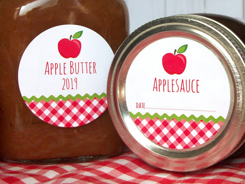 Gingham Applesauce & Apple Butter Canning Labels | CanningCrafts.com