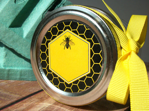 yellow & black beehive honey bottle labels | CanningCrafts.com
