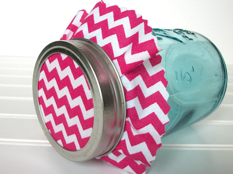 Hot Pink Chevron Jam Jar Covers | CanningCrafts.com