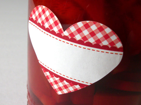red plaid gingham heart labels | CanningCrafts.com