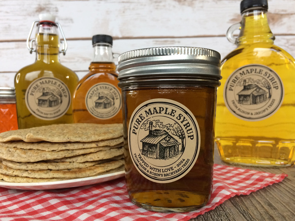 Custom Kraft Apothecary Sugar Shack Maple Syrup Labels for bottles ...