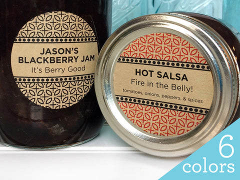 Custom Kraft Market Blend Canning Labels printed for blackberry Jam and Hot Salsa | CanningCrafts.com