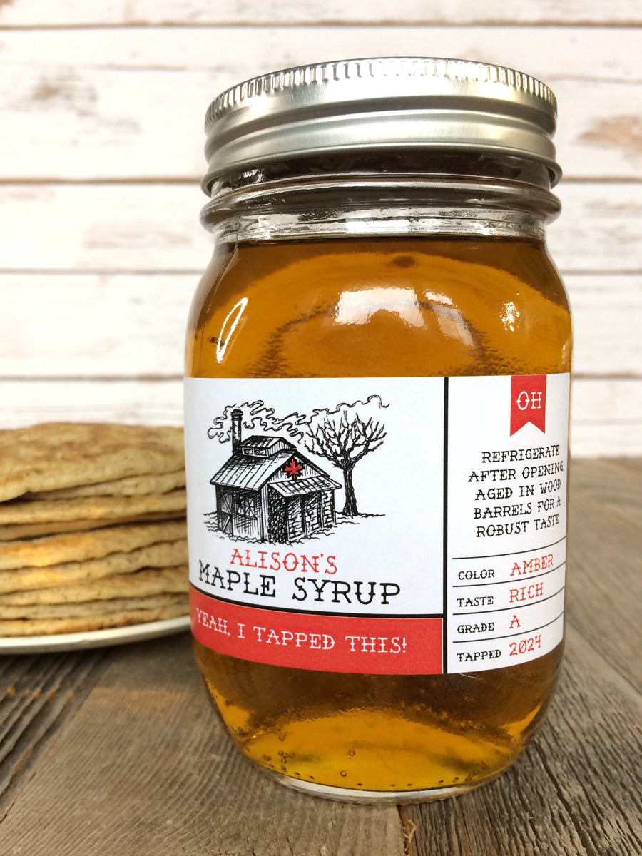 Custom Rectangle Sugar Shack Maple Syrup Labels for Bottles & Jars ...