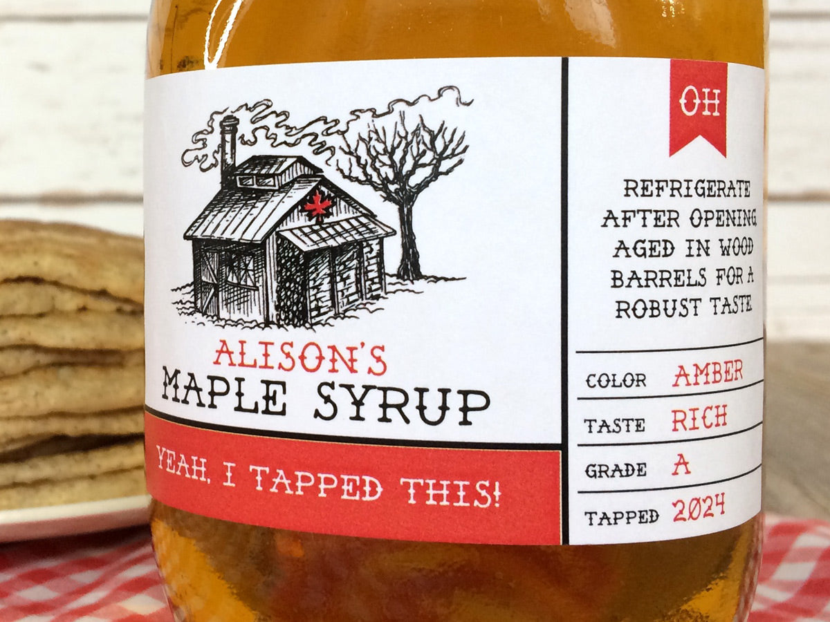 Custom Rectangle Sugar Shack Maple Syrup Labels | CanningCrafts.com