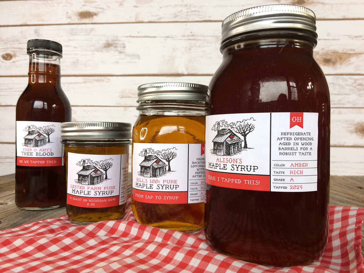 Custom Rectangle Sugar Shack Maple Syrup Canning Jar Labels | CanningCrafts.com