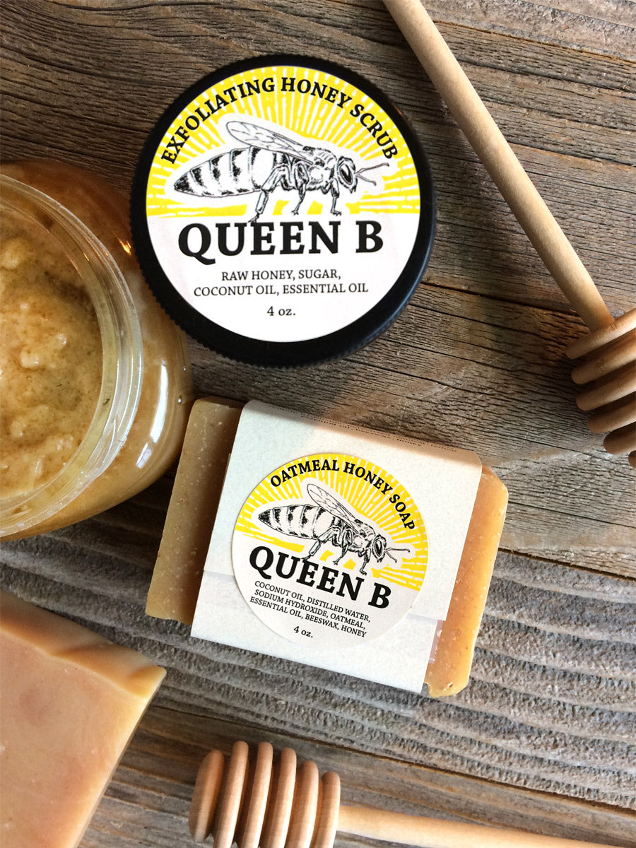 Custom Queen Bee Honey Sugar Scrub and Soap Labels | CanningCrafts.com