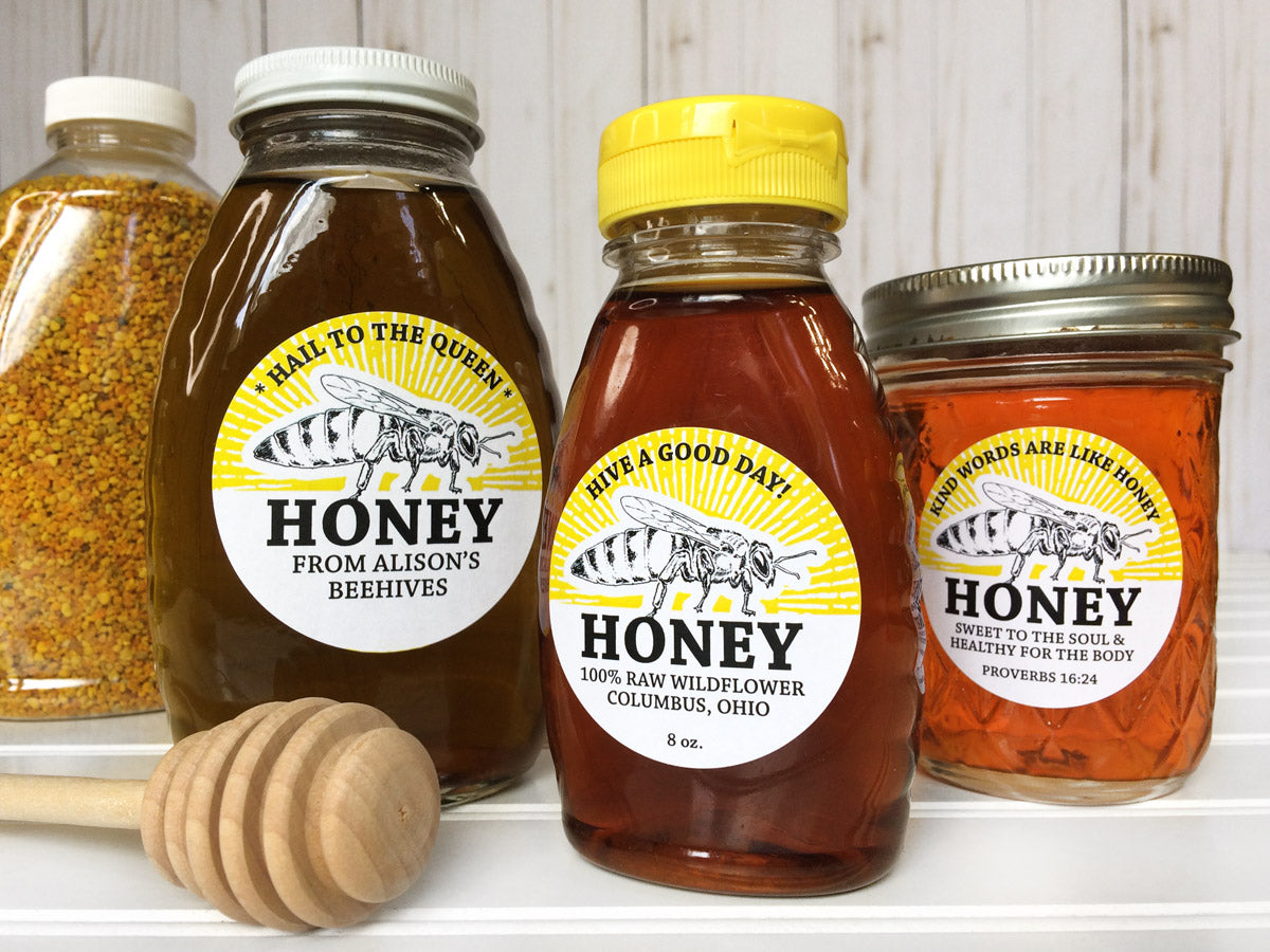 Custom Queen Bee Honey Labels for bottles and mason jars | CanningCrafts.com