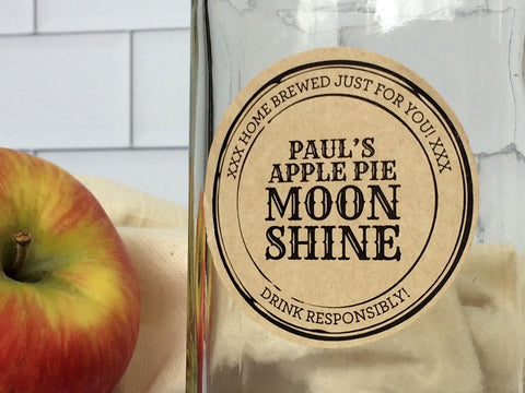 Custom Kraft Apothecary Apple Pie Moonshine Labels | CanningCrafts.com