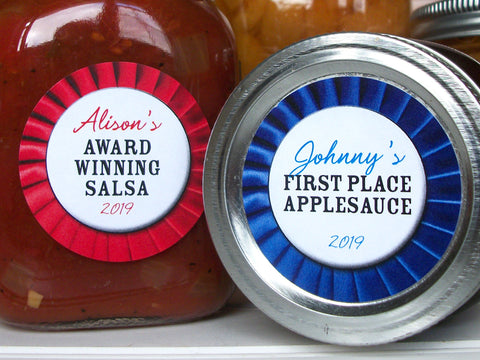 Custom Red or Blue Award Ribbon Canning Labels | CanningCrafts.com