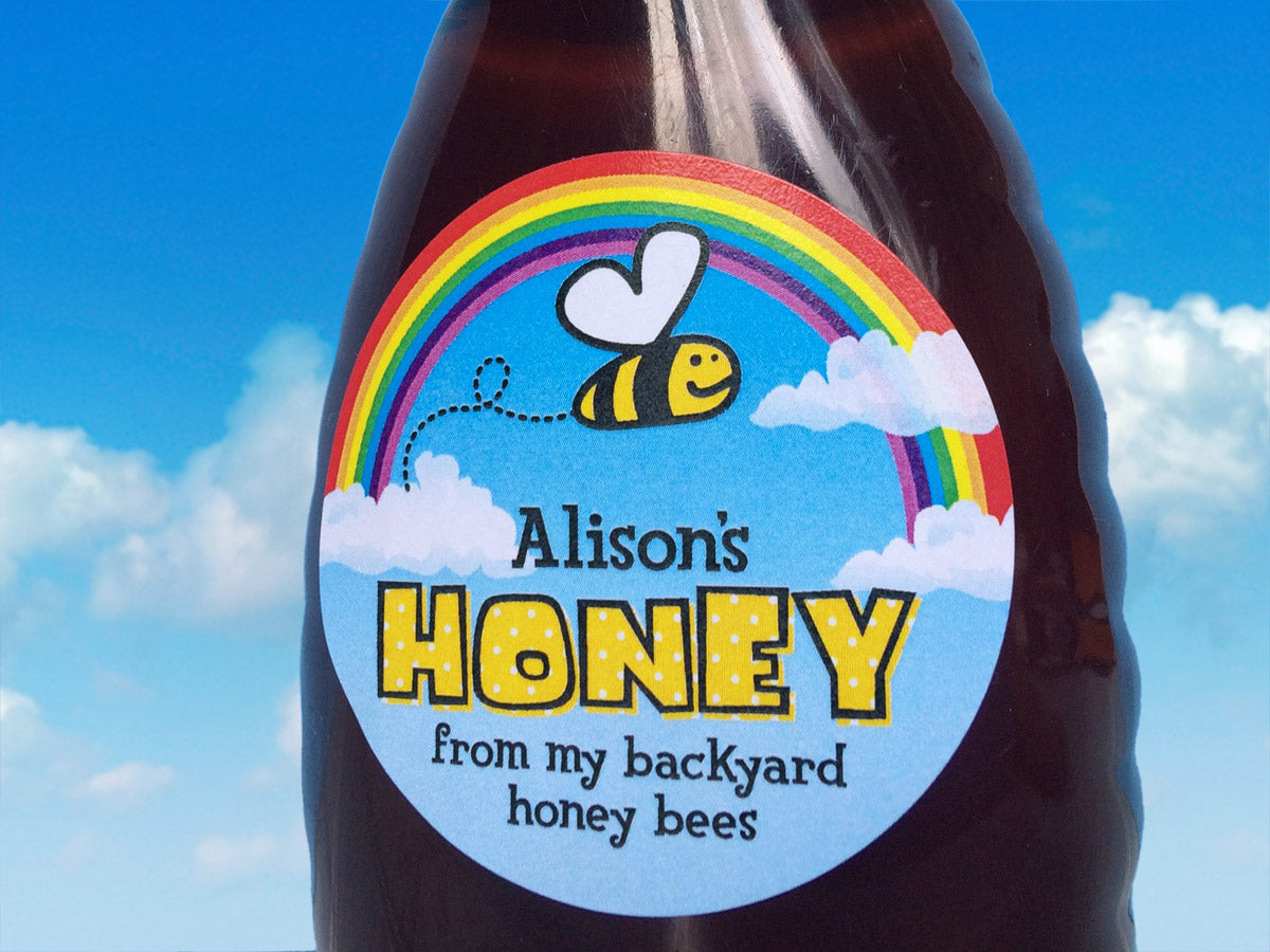 Custom Bee Happy Honey Labels | CanningCrafts.com
