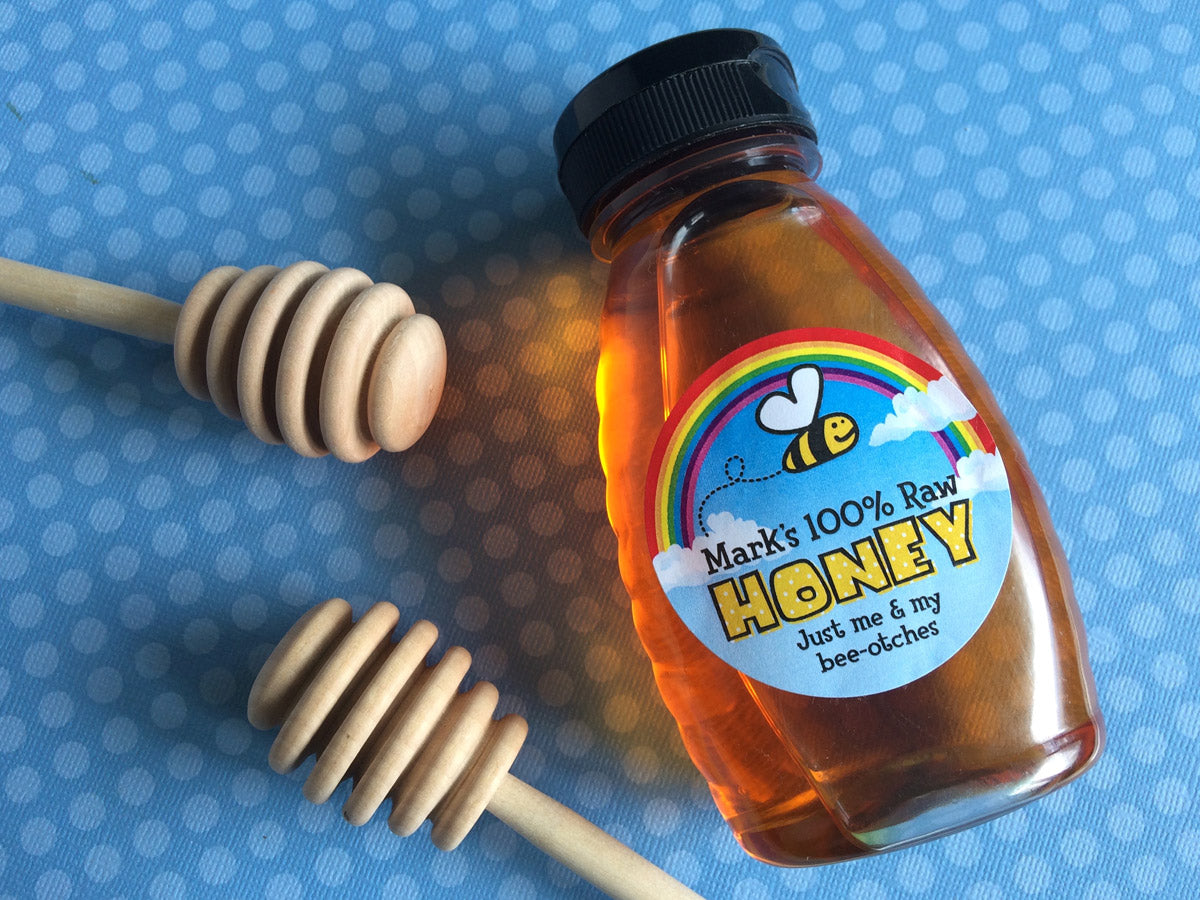 Custom Bee Happy Honey Bottle Labels | CanningCrafts.com