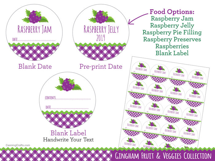 Gingham Black Raspberry Canning Labels for home preserved canned foods – CanningCrafts for Blank Free Printable Jam Labels