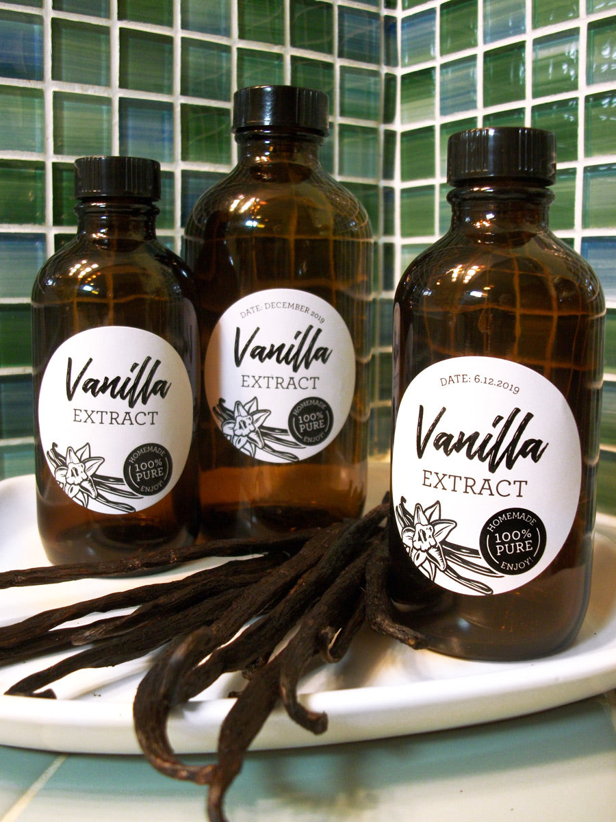 Black & White Vanilla Extract Bottle Labels | CanningCrafts.com