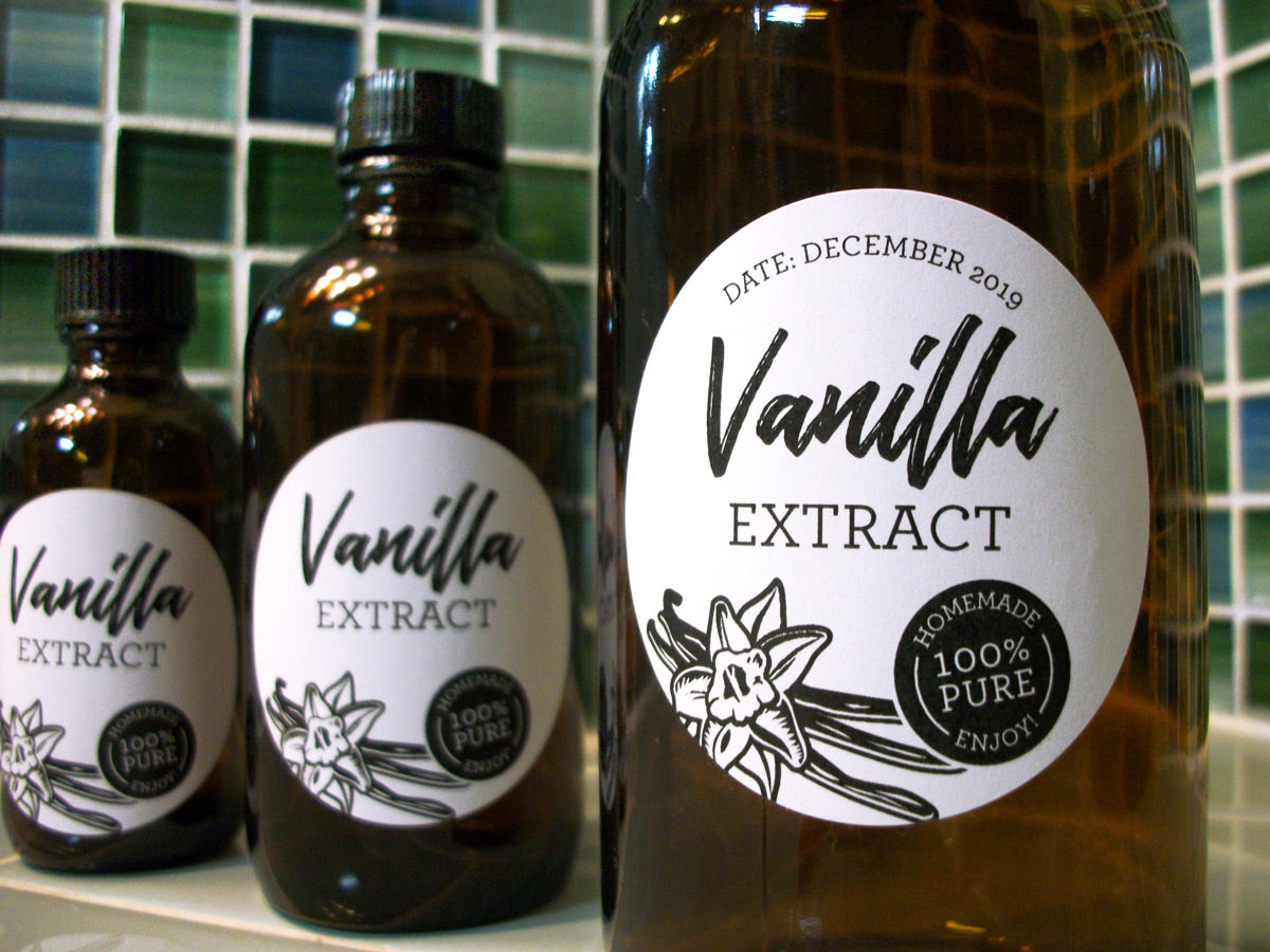 Black & White Vanilla Extract Bottle Labels | CanningCrafts.com