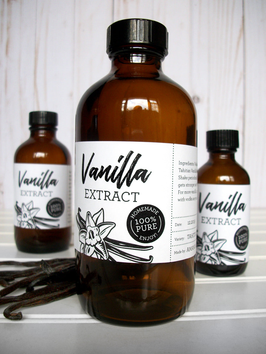 Custom Black & White Vanilla Extract Rectangle Bottle Labels – CanningCrafts for Free Printable Labels For Vanilla Extract