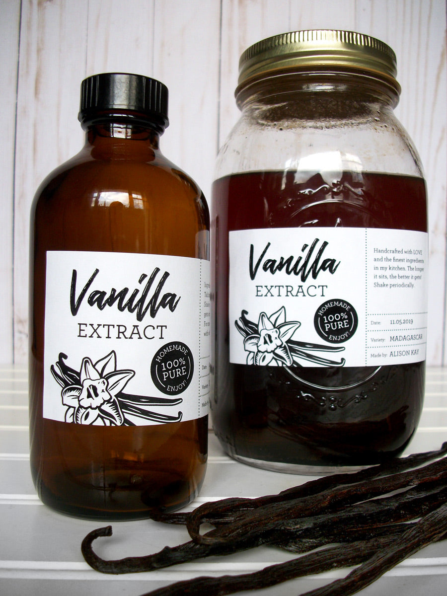 Custom Black & White Vanilla Extract Labels | CanningCrafts.com