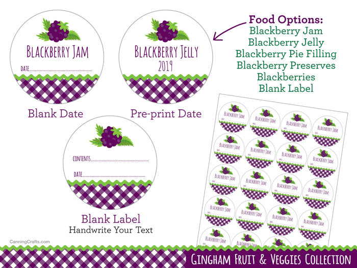 Gingham Blackberry Canning Labels | CanningCrafts.com