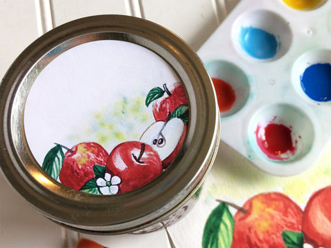 Watercolor Apple Canning Labels | CanningCrafts.com