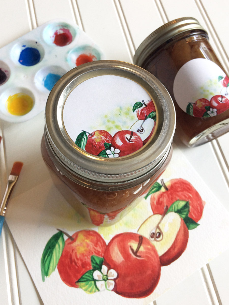 Watercolor Apple Canning Labels | CanningCrafts.com