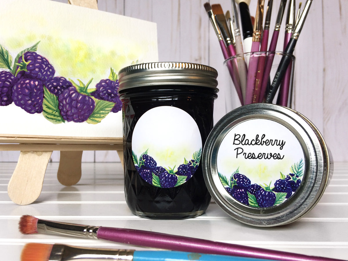 Watercolor Blackberry Canning Labels for jam, jelly, and preserves | CanningCrafts.com