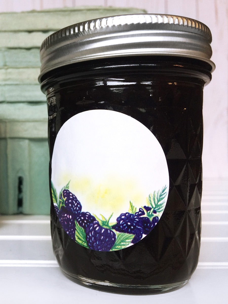 Watercolor Blackberry Jam and Jelly Jar Labels for home canning | CanningCrafts.com