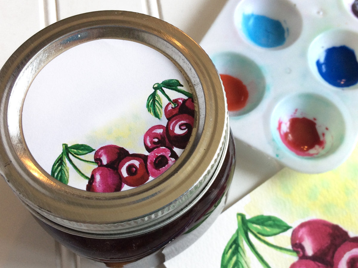 Watercolor Cherry Canning Labels | CanningCrafts.com