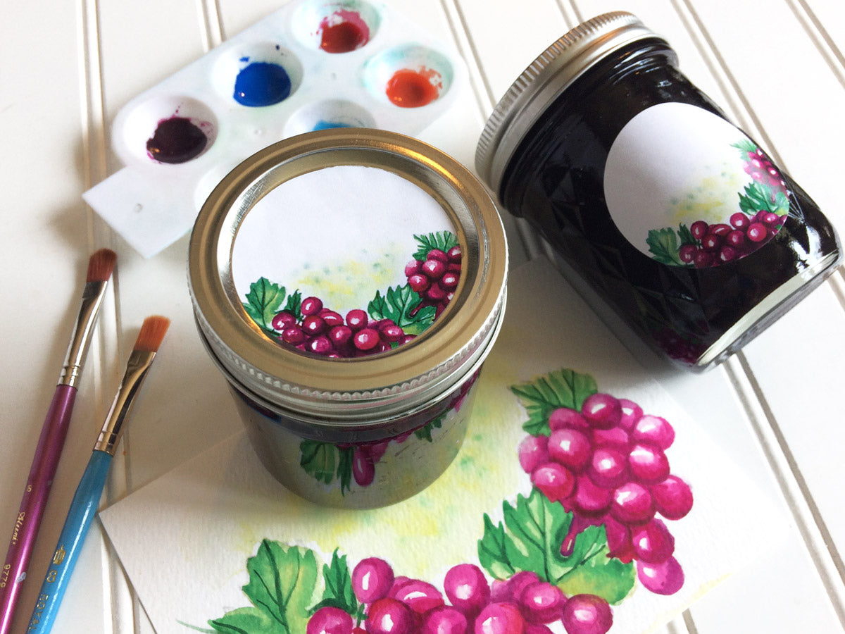 Watercolor Grape Canning Jar Labels | CanningCrafts.com