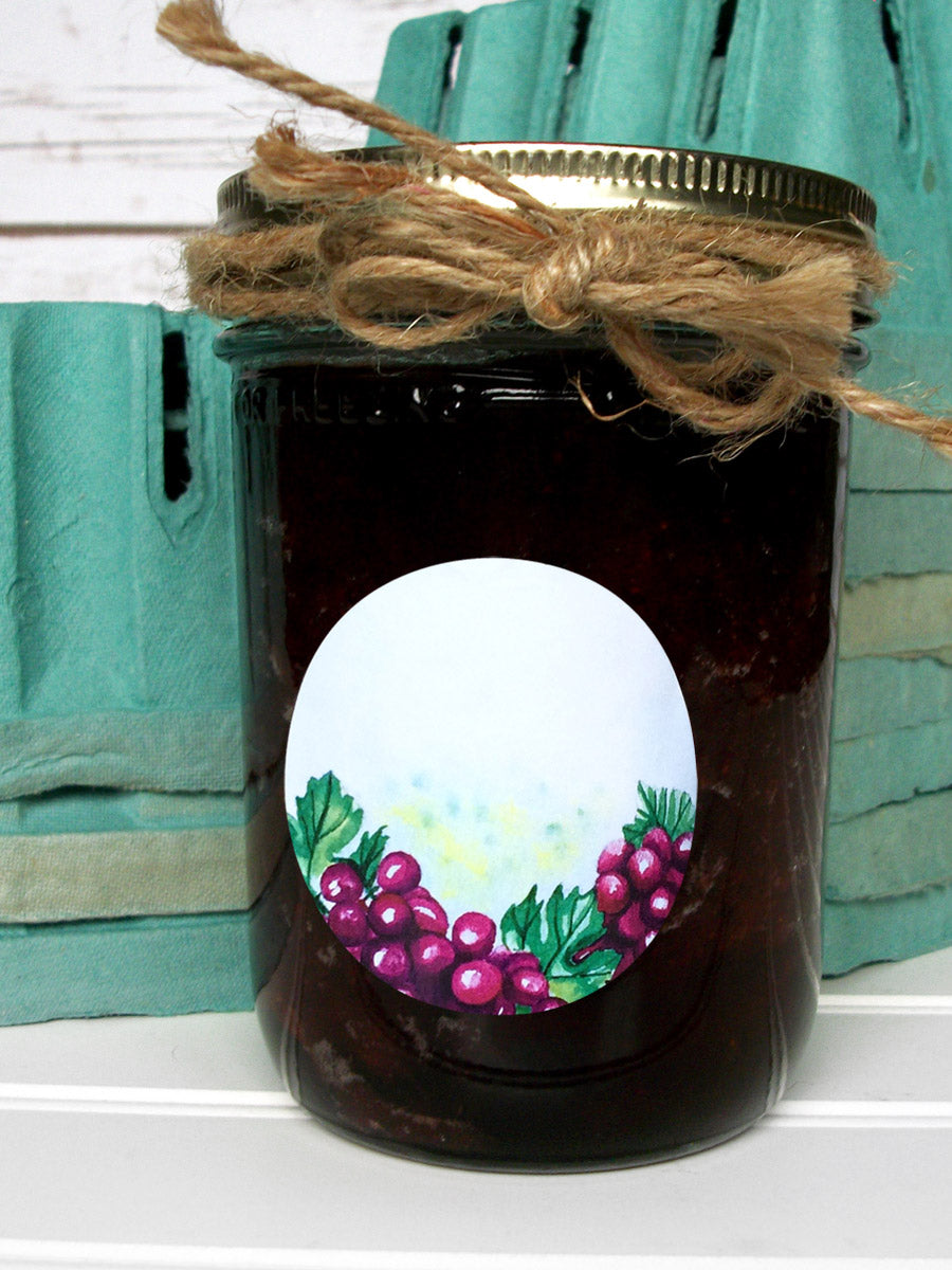 Watercolor Grape Jam and Jelly Mason Canning Jar Labels | CanningCrafts.com