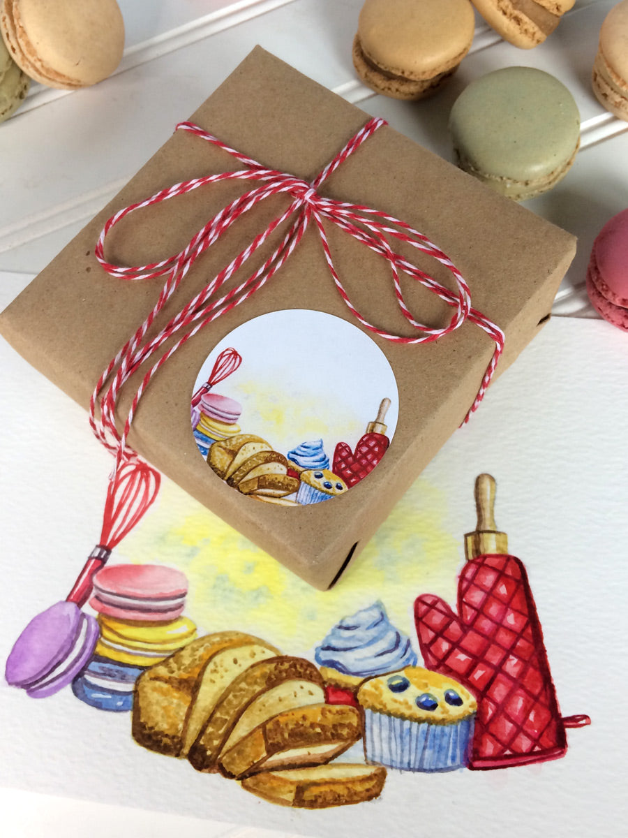 Watercolor Kitchen & Baked Goods Labels for bakery cookie & treat boxes | CanningCrafts.com